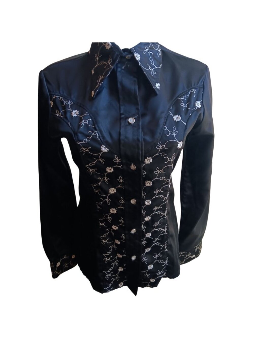 XS 32 Vintage Cowgirl Rodeo Top Shirt 1970's Stage West Embroidered Western